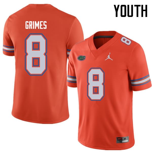 NCAA Florida Gators Trevon Grimes Youth #8 Jordan Brand Orange Stitched Authentic College Football Jersey SZE1464AB